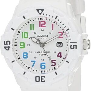 Casio LRW200H-7BV Dive Style Watch White Resin Band NWT with Multi Color Dial